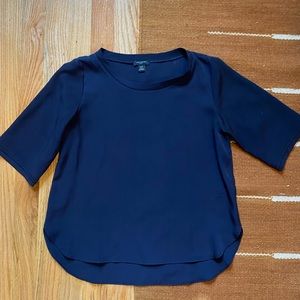 Ann Taylor short sleeve blouse, navy blue XXSP